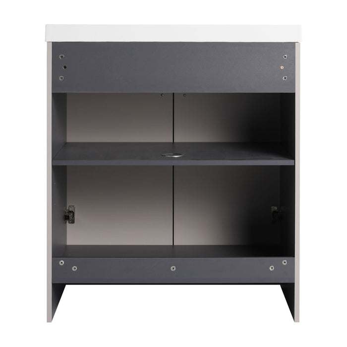 Contemporary Freestanding Bathroom Vanity With Resin Sink & Soft-Close Cabinet Doors