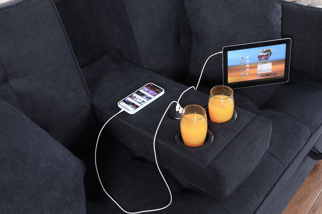 Cody II - 69.5"W Woven Fabric Convertible Sleeper Loveseat with Cup Holder