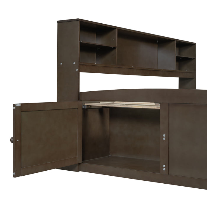 Daybed With 2 Bedside Cabinets, Upper Shelves And 4 Drawers