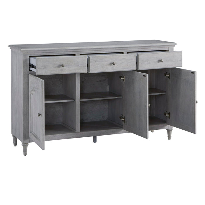 3-Door Credenza With Storage Drawers - Gray
