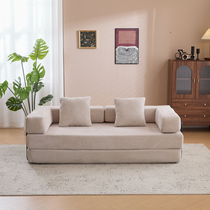 Floor Couch, Convertible Floor Sofa Bed With Pillow Back Support Armrest