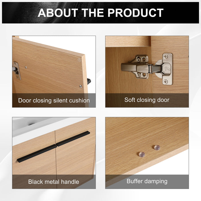 Bathroom Vanity Set With Resin Countertop Sink, 2 Doors