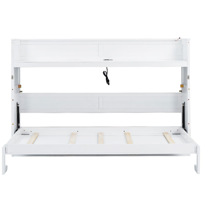 Murphy Bed With Desk, LED Light And USB Charging Station