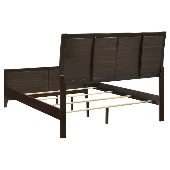 Queen Panel Bed With Upholstered Headboard And Footboard - Brown