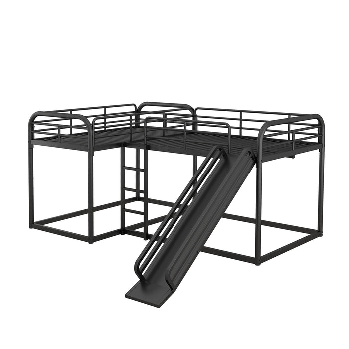 L Shaped Bunk Bed With Slide And Short Ladder