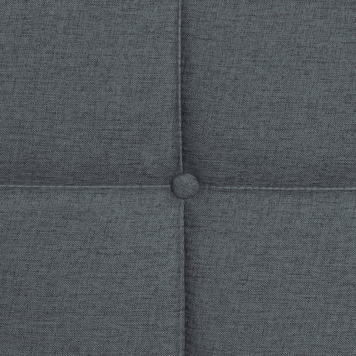 Queen Size Upholstered Platform Bed Frame With Button Tufted Linen Fabric Headboard - Dark Gray