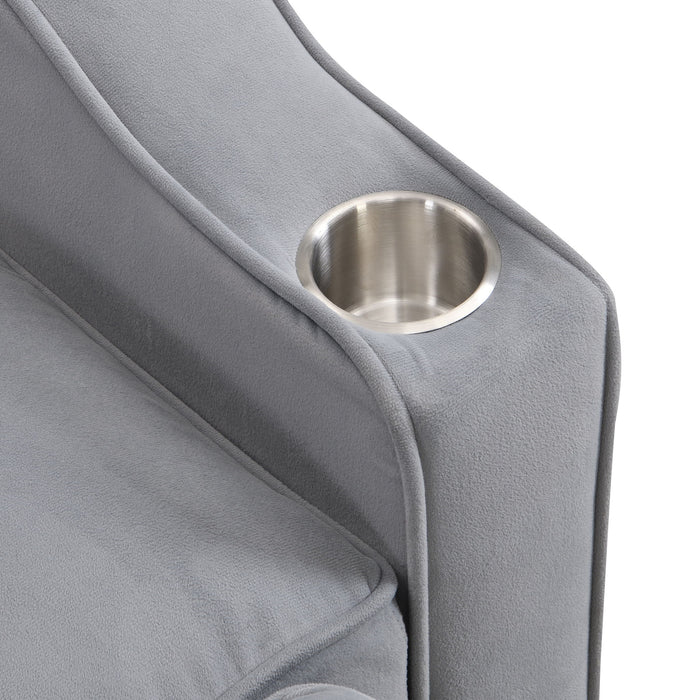 Modern Velvet Loveseat With Pullout Bed, Adjustable Reclining Backrest