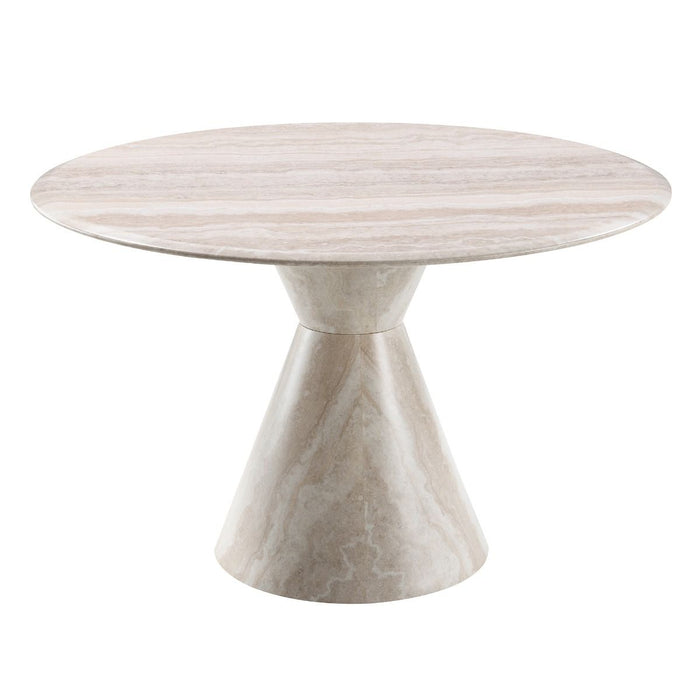 Ogin - Round Dining Table - Marble Print & Natural