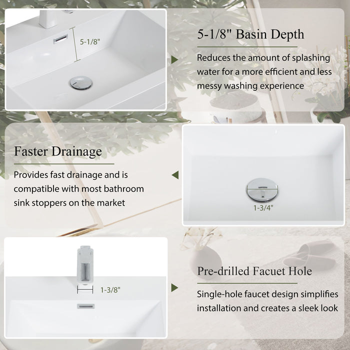 Bathin Freestanding Bathroom Vanity With Double Sinks, Bathroom Storage Vanity Cabinet With Stone Resin Countertop And Soft Close Drawers