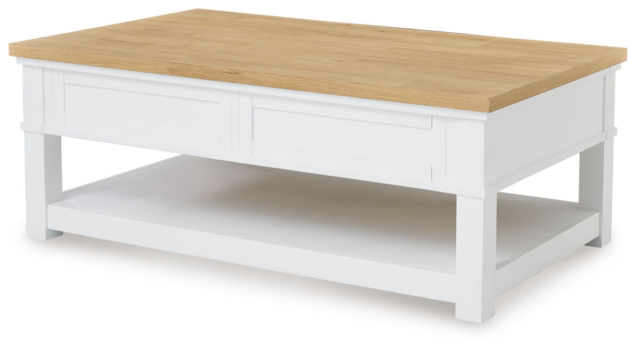 Ashbryn - Rectangular Cocktail Table - White / Natural
