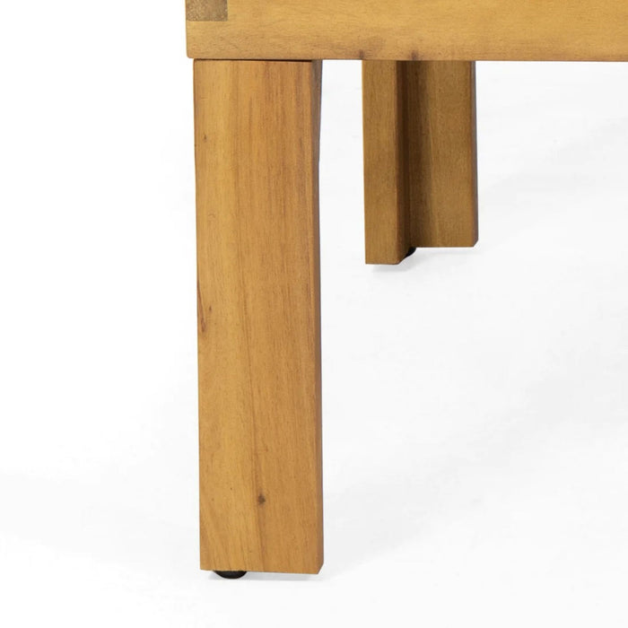 Outdoor 4 Seater Acacia Wood Chat Set With Wicker Accents And Cushions - Teak / Mixed Brown / Beige