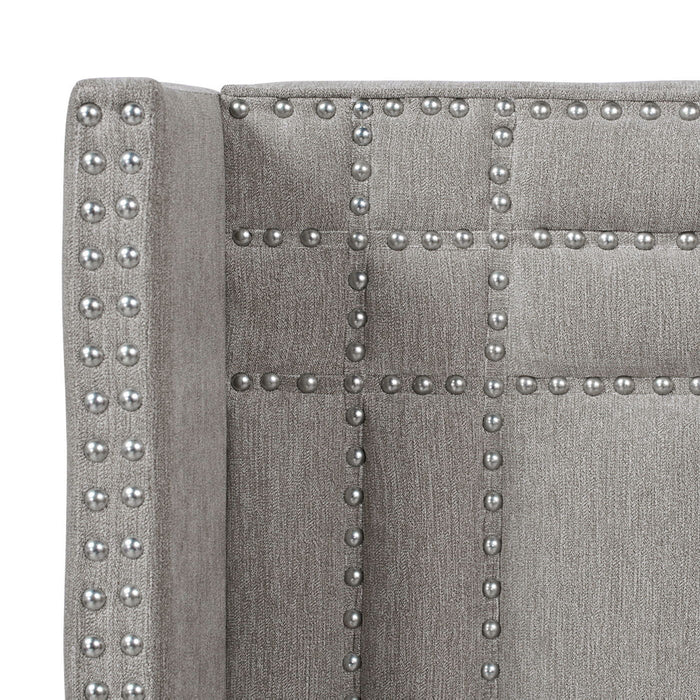 Elle - Wingback Upholstered King Bed - Silver Gray