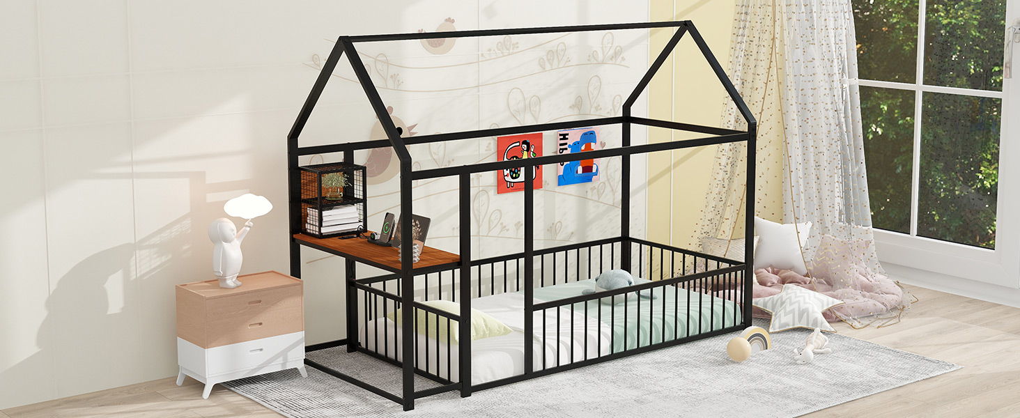 House Frame With Desk, Shelves, Power Outlets And USB Ports