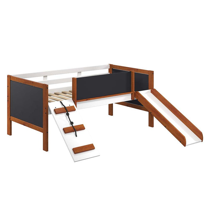 Aurea - Twin Loft Bed With Slide - Cherry Oak & White