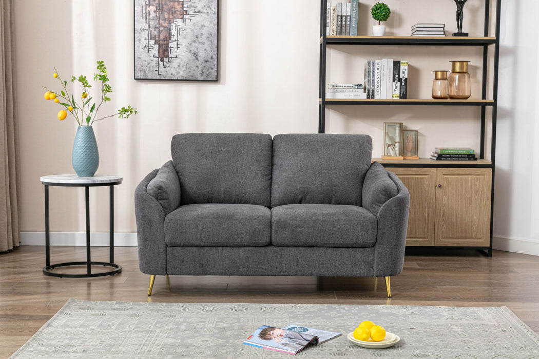 Contemporary 1 Piece Loveseat Dark Gray With Gold Metal Legs Plywood Pocket Springs And Foam Casual Living Room Furniture