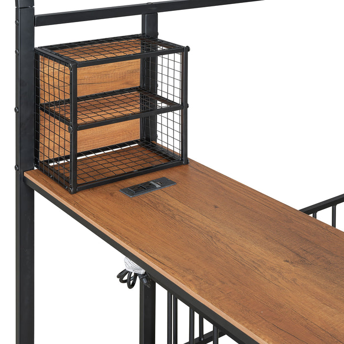 House Frame With Desk, Shelves, Power Outlets And USB Ports