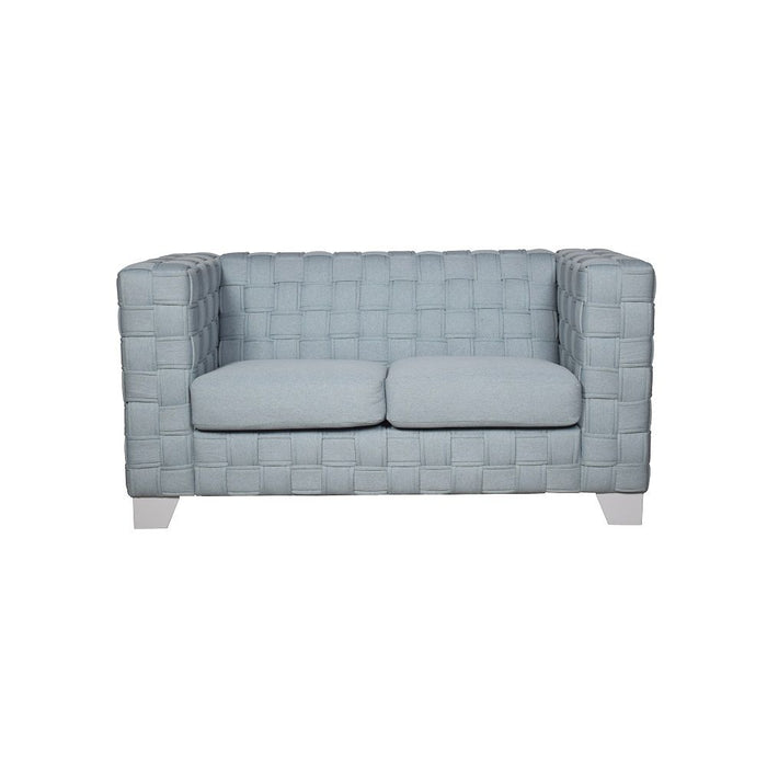 Saree - Loveseat - Light Teal Chenille & White