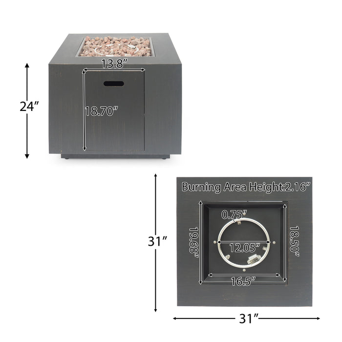 Outdoor Patio Gas Burning Fire Pit Table 50,000 Btu, Square
