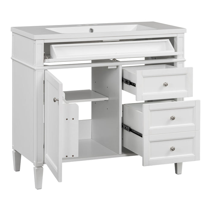 Bathroom Vanity & Top Sink, Modern Bathroom Storage Cabinet With 2 Drawers And A Tip-Out Drawer