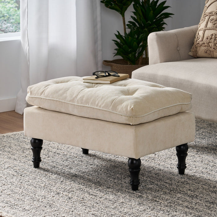 Lofton - Pillow Top Ottoman With Button Tufting - Cream
