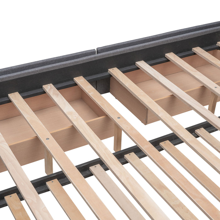 Upholstered Platform Bed With Classic Headboard And Drawers, No Box Spring Needed