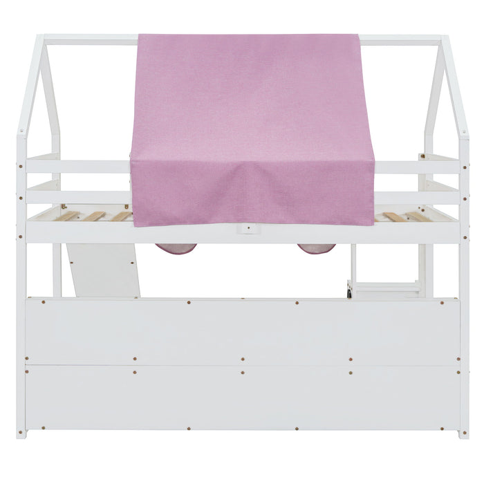 Loft Bed With House Shaped Frame And Tent