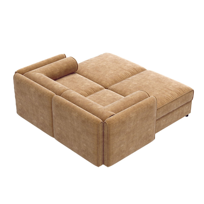 Contemporary Elegant White Chenille Sofa With Storage And Ottoman