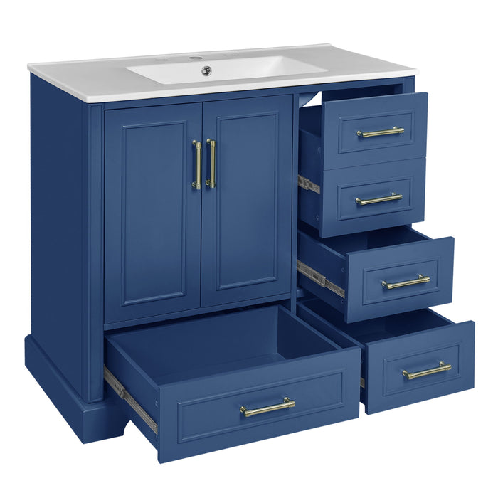 Traditional Bathroom Vanity With Soft Close Doors And Drawers