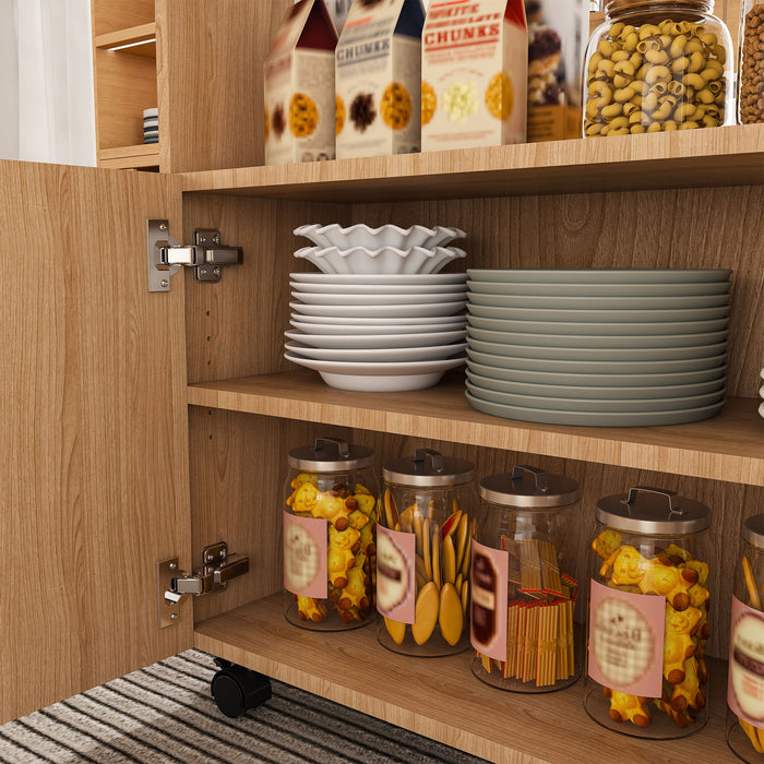 Multi Functional Folding Table With Storage Shelves And Wheels