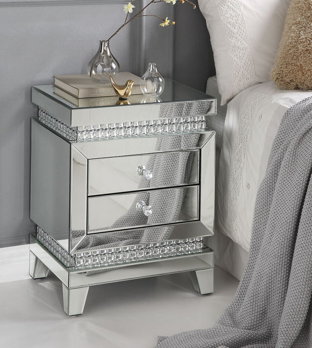 Lotus - Accent Table - Mirrored & Faux Ice Cube Crystals