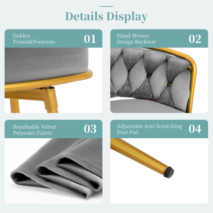 Modern Low Back Upholstered Counter Height Bar Stools (Set of 2)