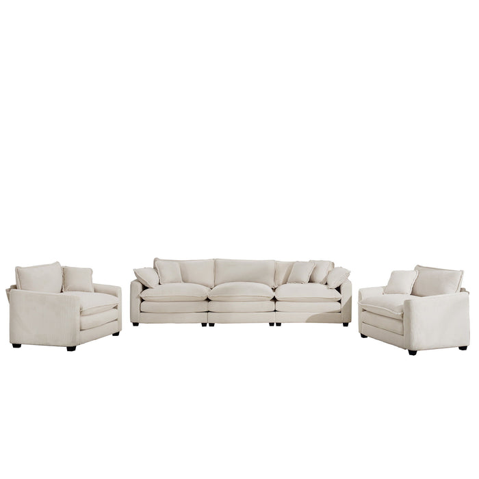 Elegant Corduroy Oversized Sectional Sofa Set With Deep Seats And Flexible Layout
