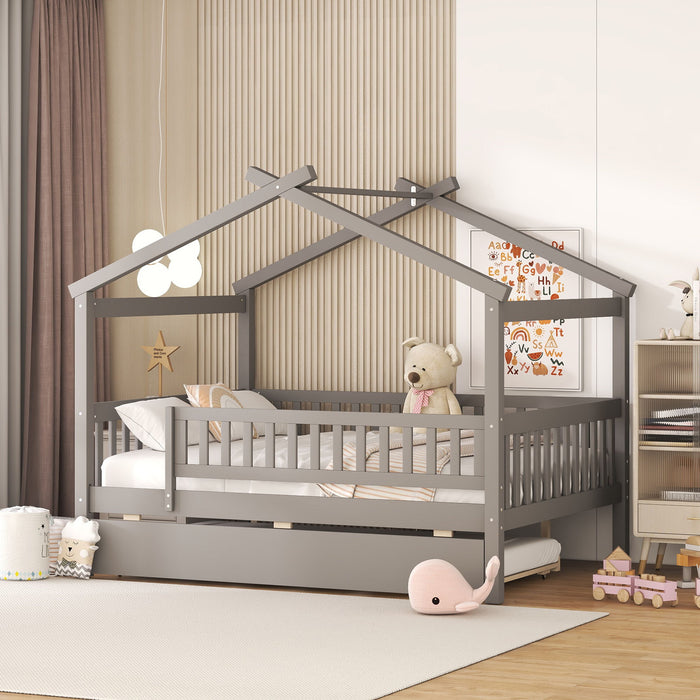 Creativity House Bed With Twin Size Trundle