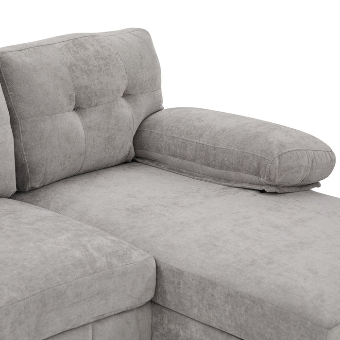 U-Shaped Sectional Sofa 103.5" Black Chenille Fabric Couch With Dual Chaise Lounges, Storage Pockets, Armrest Pillows