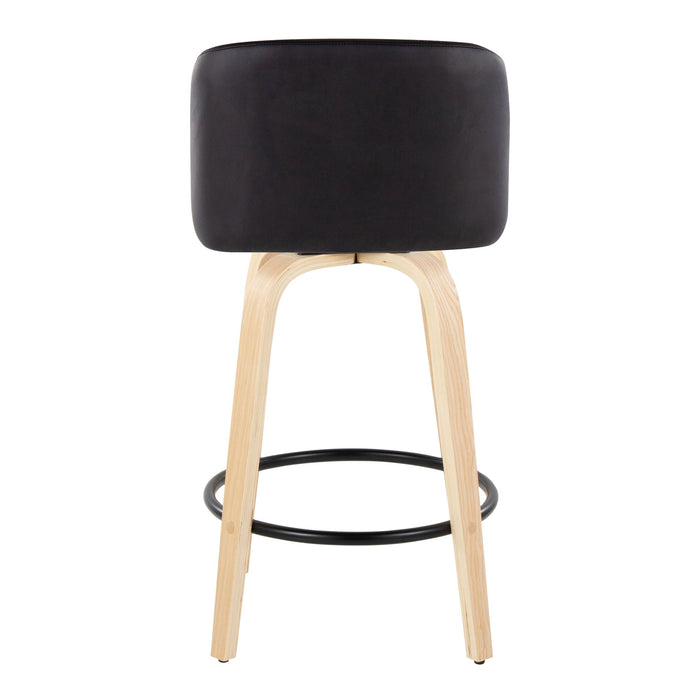 Toriano - Contemporary Modern Fixed Height Counter Stool Swivel With Round Footrest (Set of 2)