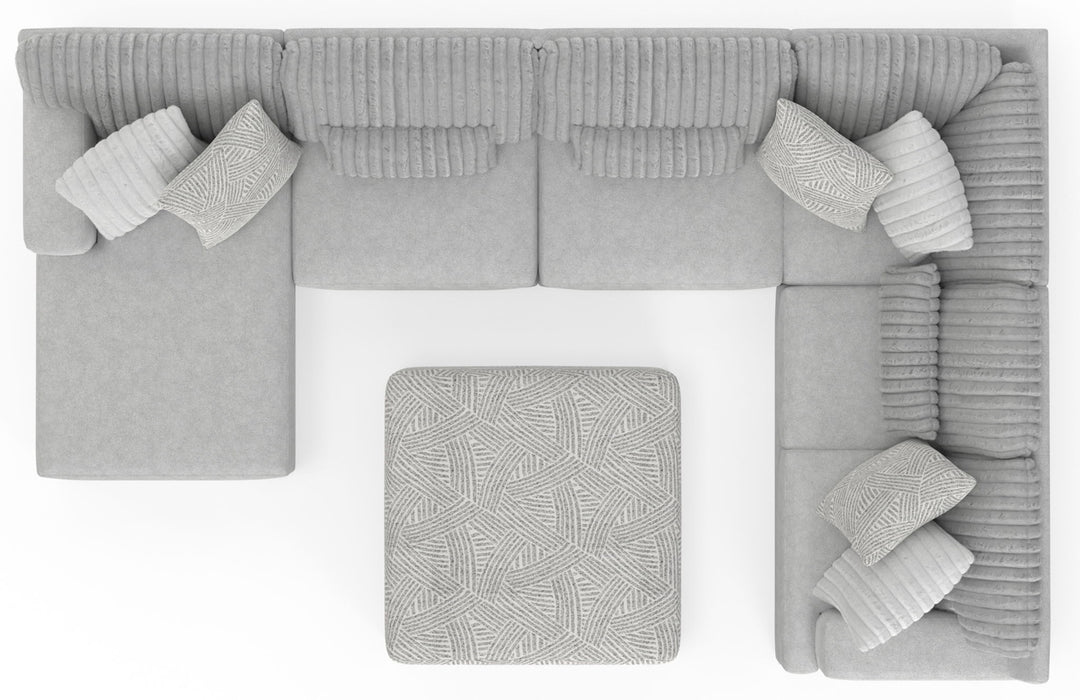 Logan - Upholstered Sectional With Comfort Coil Seating - 46" Cocktail Ottoman And Accent Pillows Included