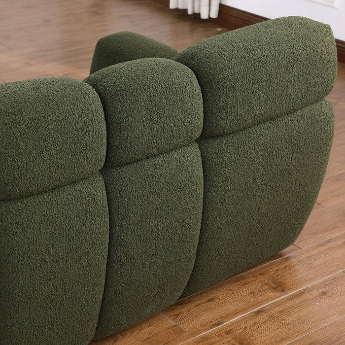 87.4 Length, 35.83" Deepth, Human Body Structure For Usa People, Marshmallow Sofa, Boucle Sofa, 3 Seater, Olive Green Boucle