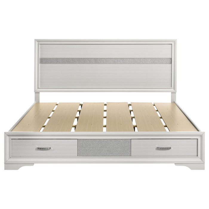 California King Storage Platform Bed With 2 Drawer - White