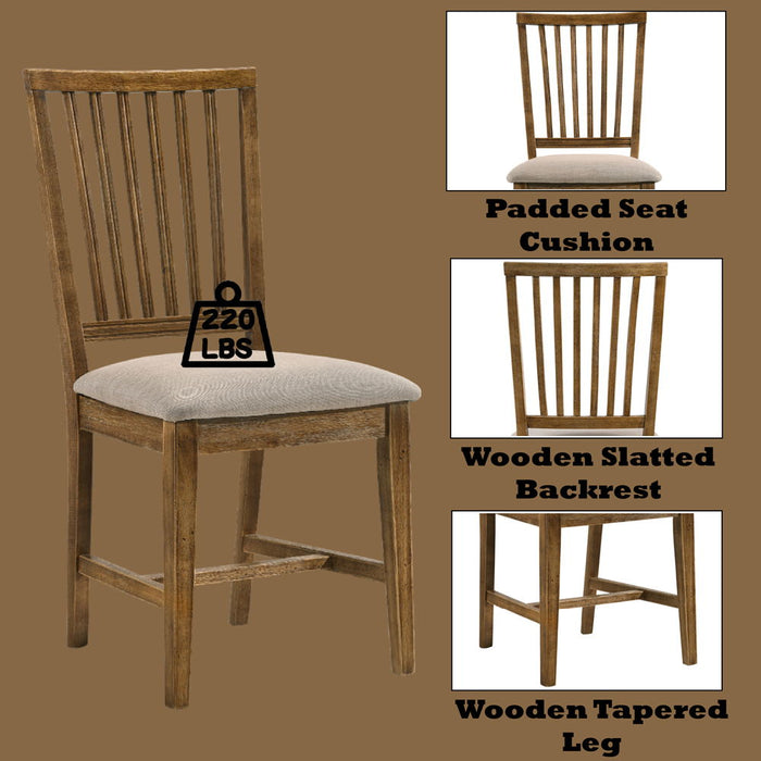 Wallace II - Side Chair Set of 2) - Tan Linen & Weathered Oak