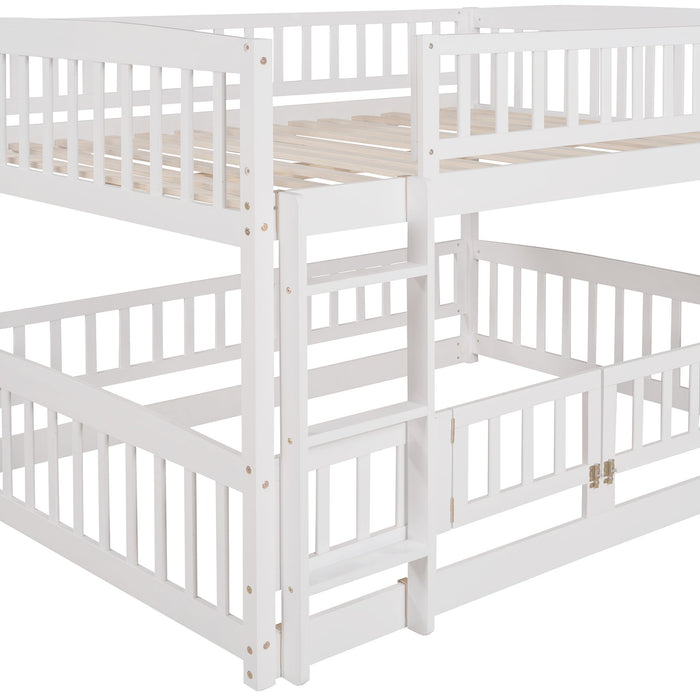 Low Bunk Bed With Slide, Fence And Ladder