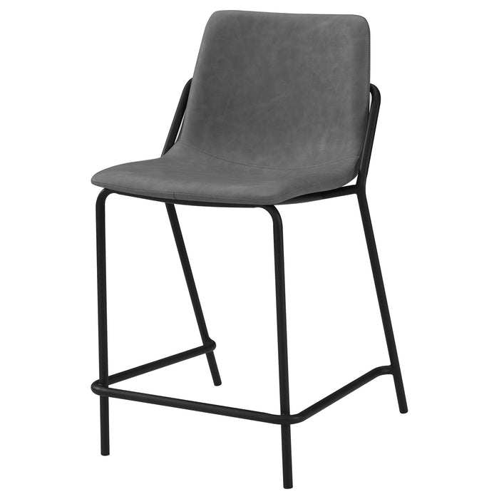 Counter Height Stools With Footrest (Set of 2) - Gray / Black