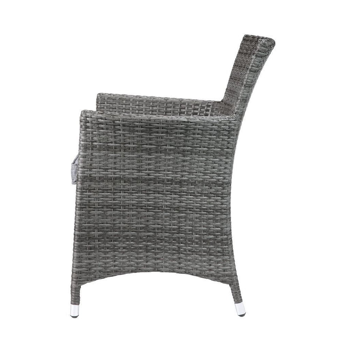 Tashelle - 3 Piece Patio Bistro Set - Gray Fabric & Gray Wicker