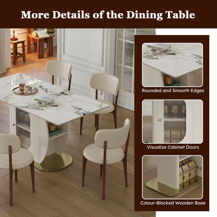 Dining Table Set With Storage, Includes Chairs For Kitchen