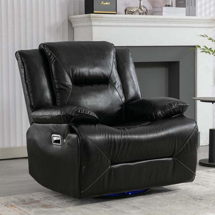 360° Swivel And Rocking Home Theater Recliner Manual Recliner Chair With A LED Light Strip For Living Room