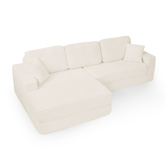 Modern Minimalist L Shape Modular Sectional Sofa, Corduroy Couch