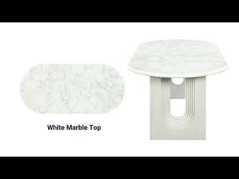 Zayn - Dining Table - White Natrual Marble Top & White