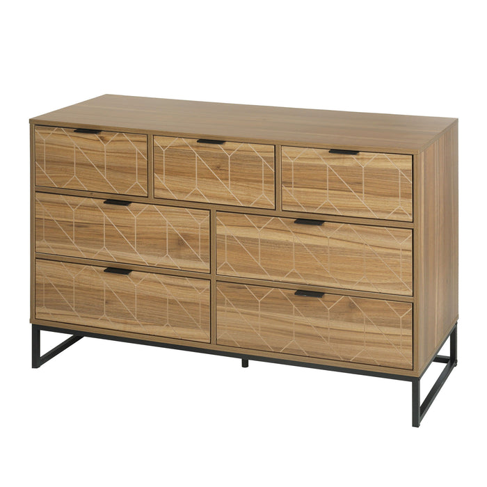 Modern 7 Drawer Dresser Cabinet - Walnut