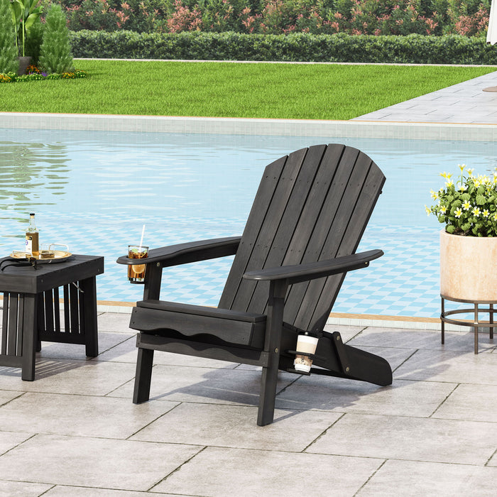 Zenithia - Outdoor Foldable Adirondack Chair With 2 Cup Holders