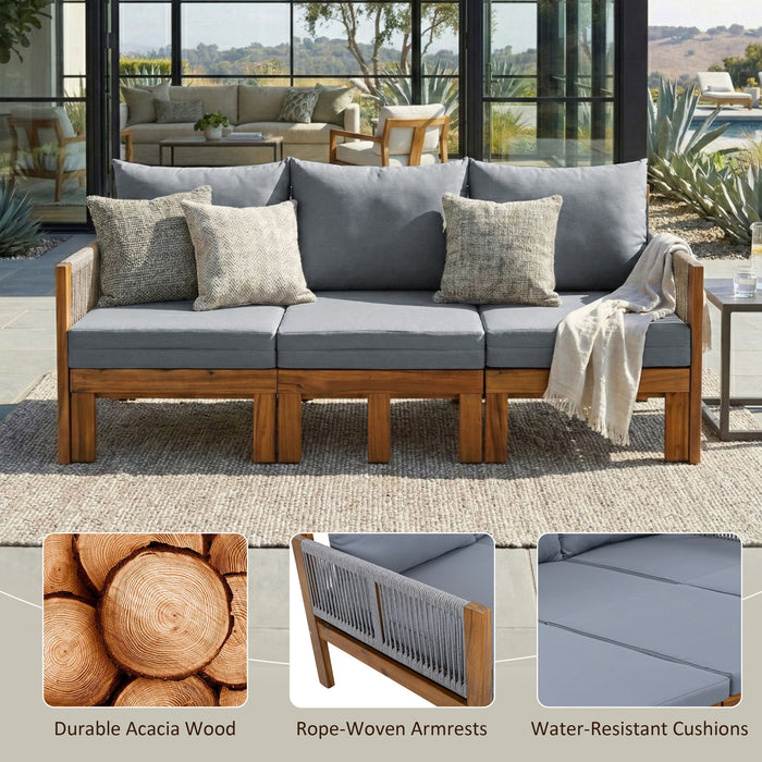 Outdoor 3 Seat Patio Sunbed