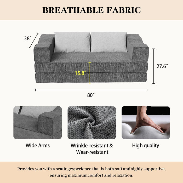 3 Seat Folding Floor Couch & King Size Bed Mattress